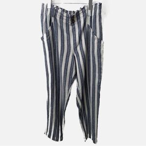 SO, High Waist, Tapered Leg, Elastic Waist & Pockets Blue/White Striped …